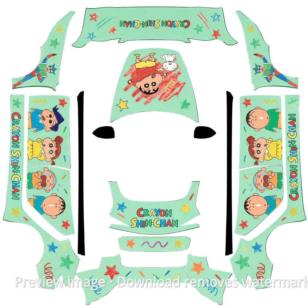 Hand-Drawn Crayon Shin-chan Custom Wrap - Model 3 (2024+) Standard & Premium