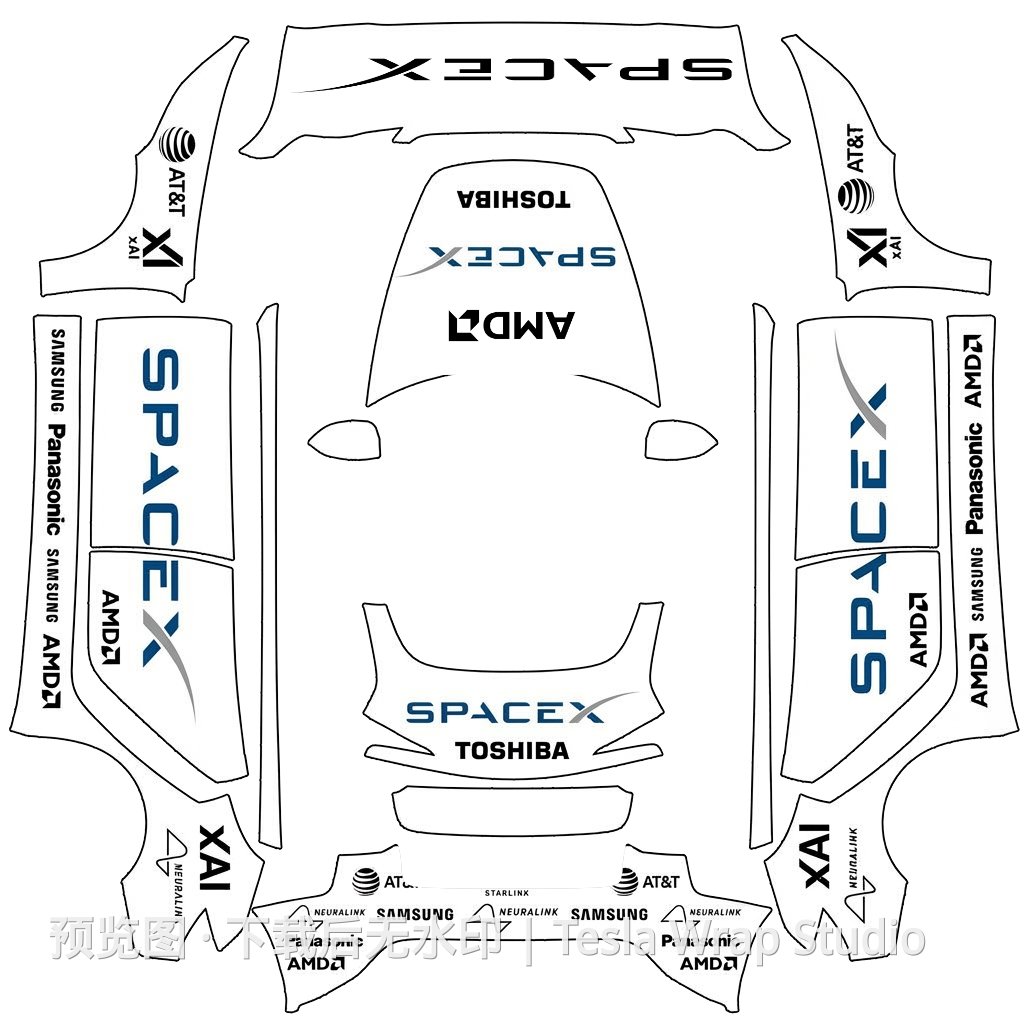 Model 3 (2024+) Standard & Premium 商标贴花外观模板
