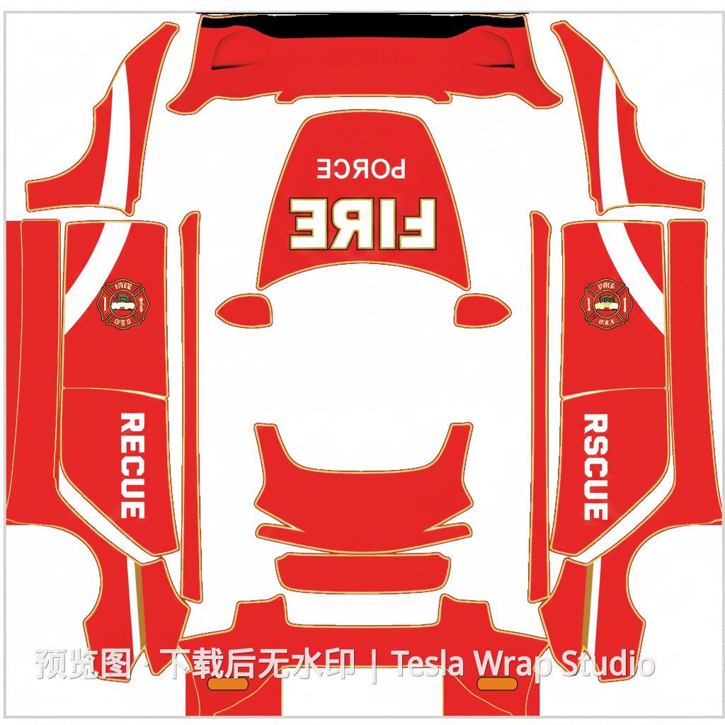 Model 3 (2024+) Standard & Premium 火警主题外观模板