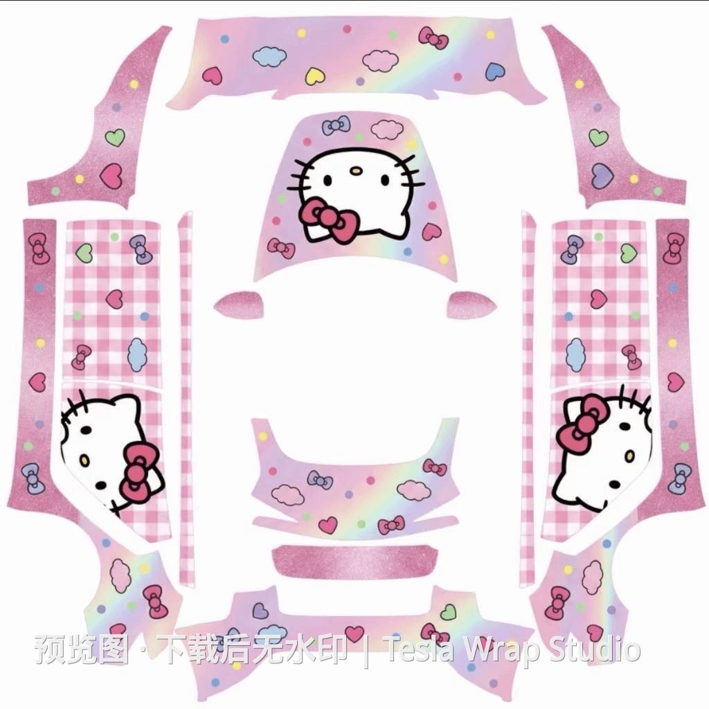 Model 3 (2024+) Standard & Premium Hello Kitty 主题外观模板