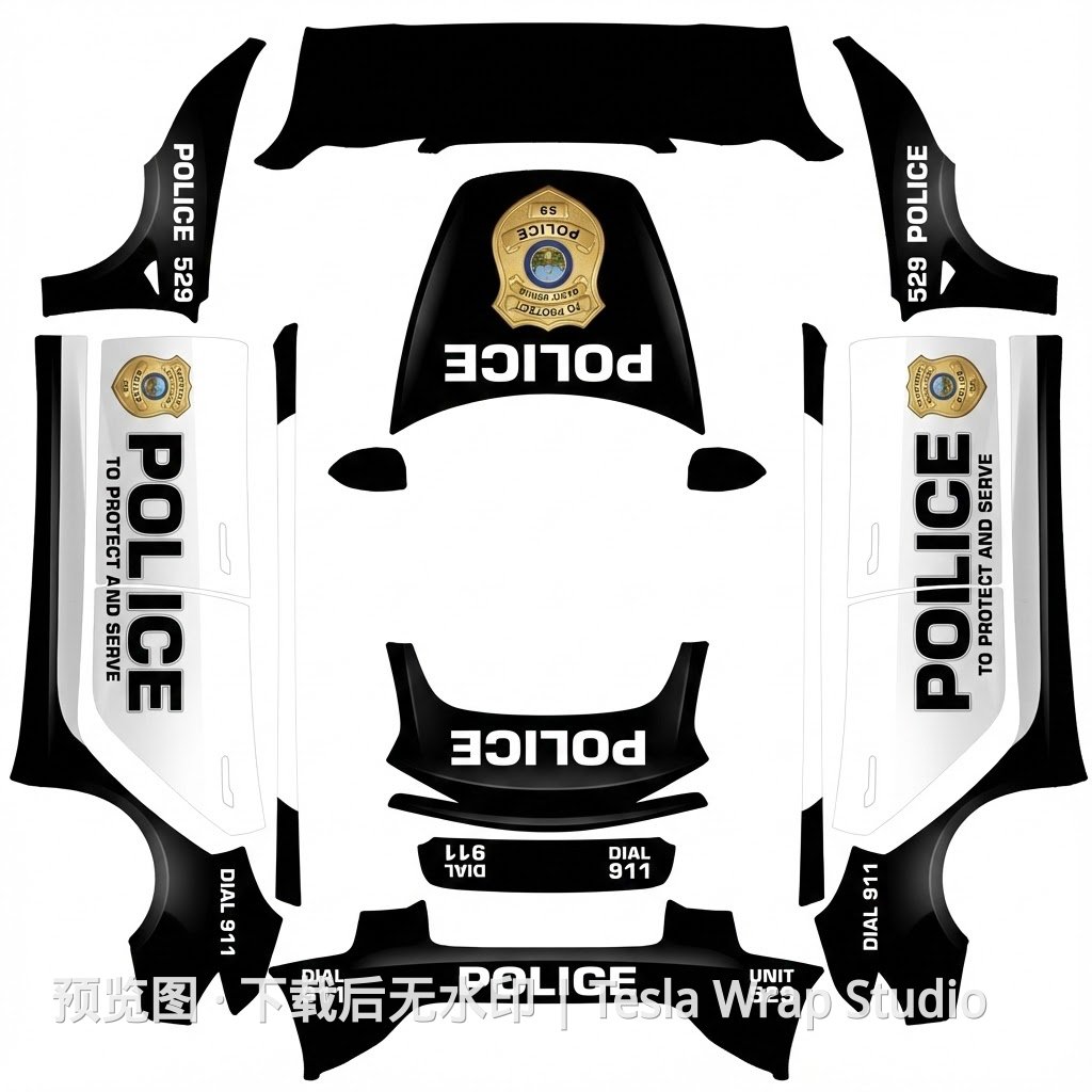 美国警车警察主题 - Model 3 (2024+) Standard & Premium