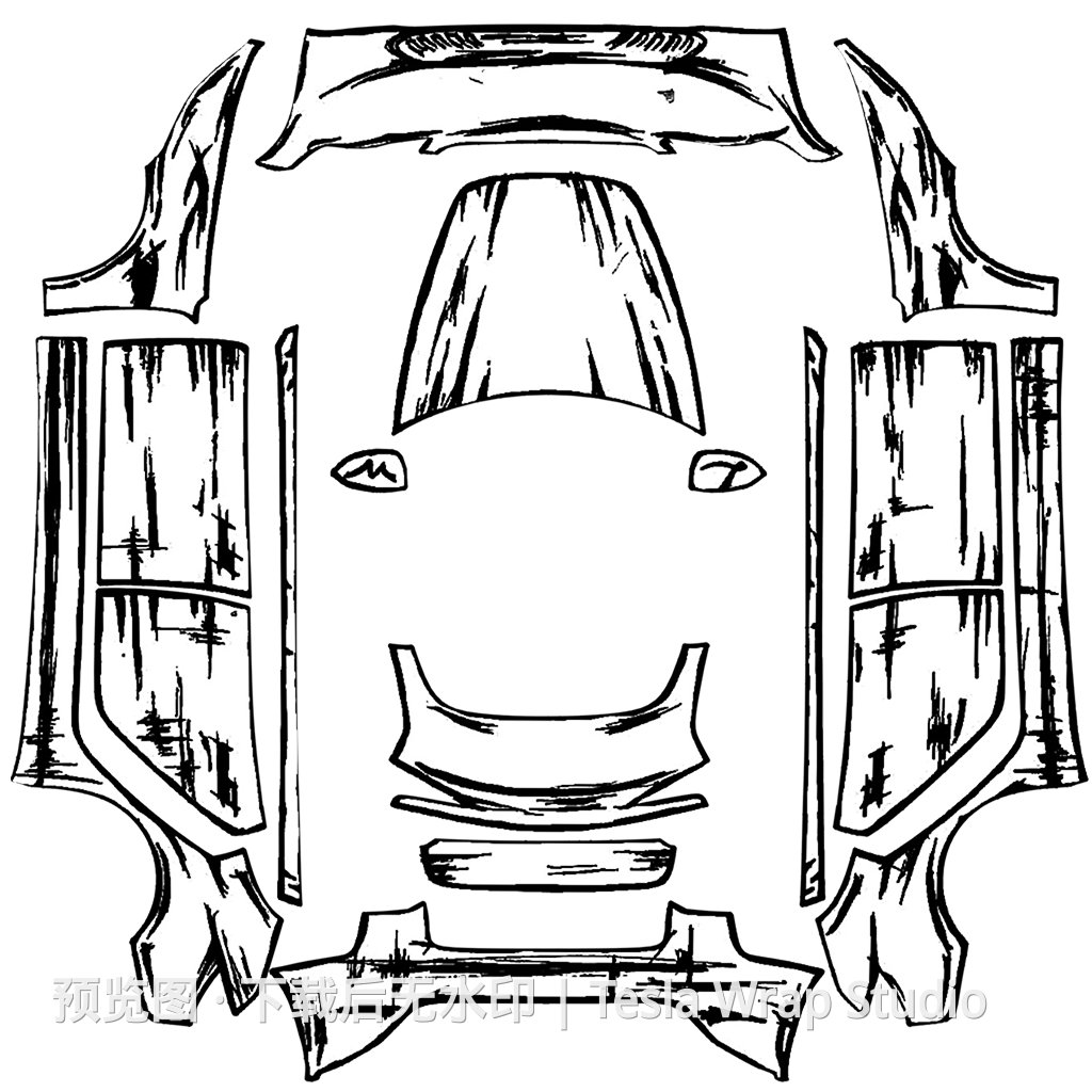 Model 3 (2024+) Standard & Premium 漫画主题外观模板 - Model 3 (2024+) Standard & Premium 特斯拉喷漆车间模板