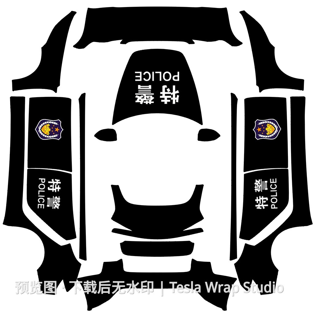 特警警察警车主题 - Model 3 (2024+) Standard & Premium