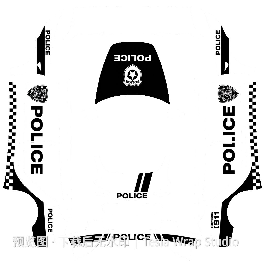 Model 3 (2024+) Standard & Premium 帅气警车风格外观模板