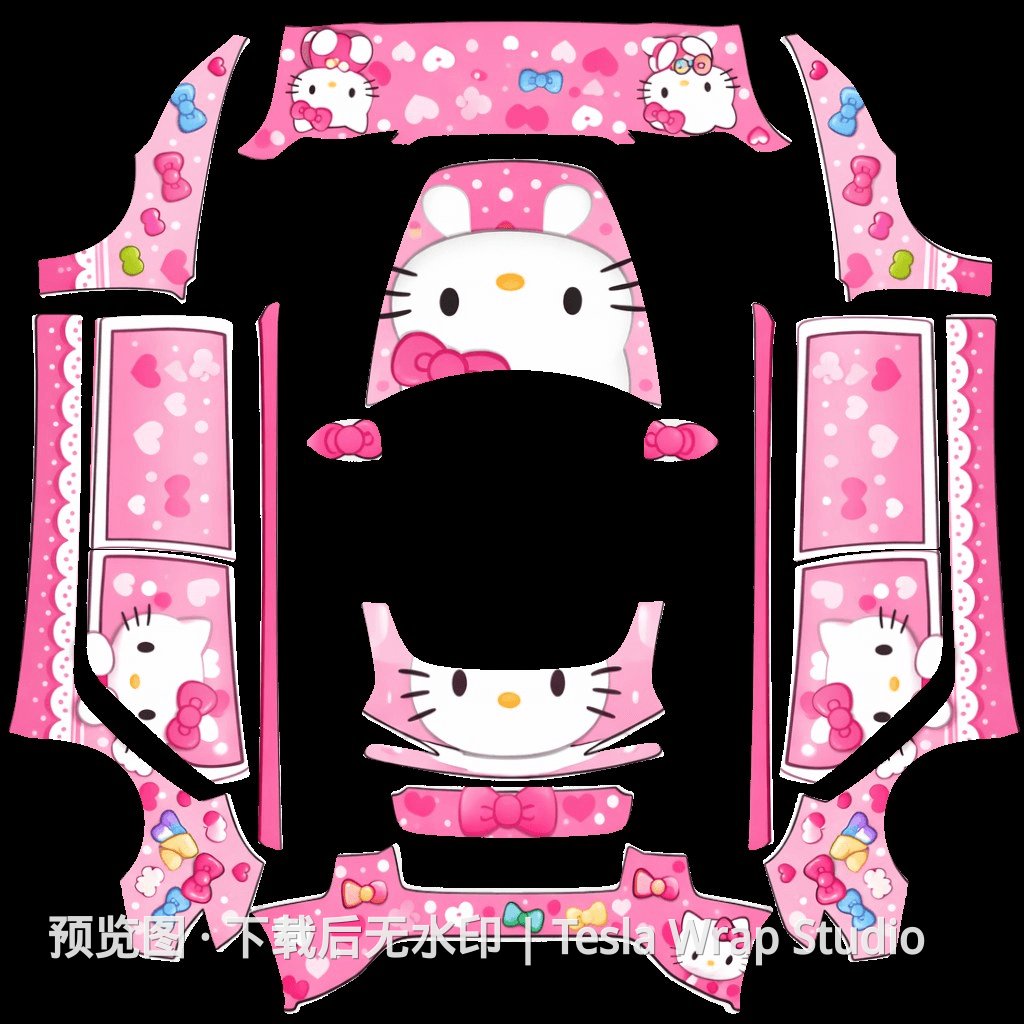 Model 3 (2024+) Standard & Premium Hello Kitty 主题外观模板 - Model 3 (2024+) Standard & Premium 特斯拉喷漆车间模板
