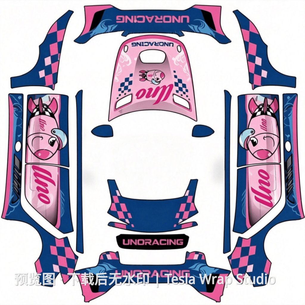 UnoRacing 71 号赛车皮肤 1 - Model 3 (2024+) Standard & Premium