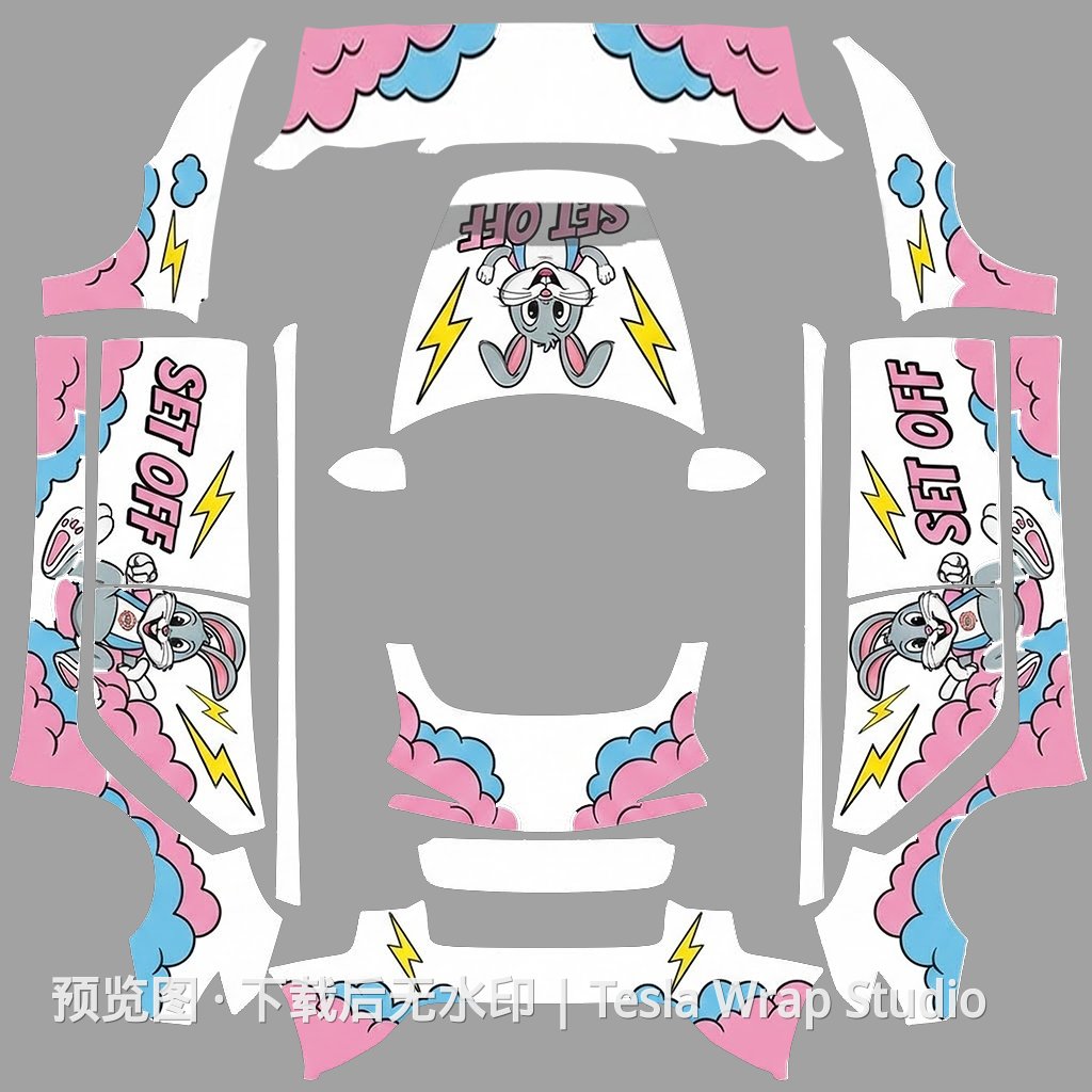 闪电兔主题 - Model 3 (2024+) Standard & Premium - Model 3 (2024+) Standard & Premium 特斯拉喷漆车间模板