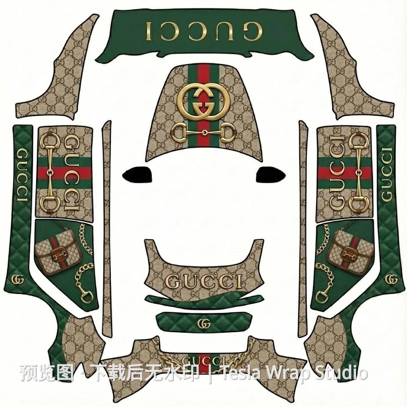 Model 3 (2024+) Standard & Premium Gucci 主题外观模板 - Model 3 (2024+) Standard & Premium 特斯拉喷漆车间模板