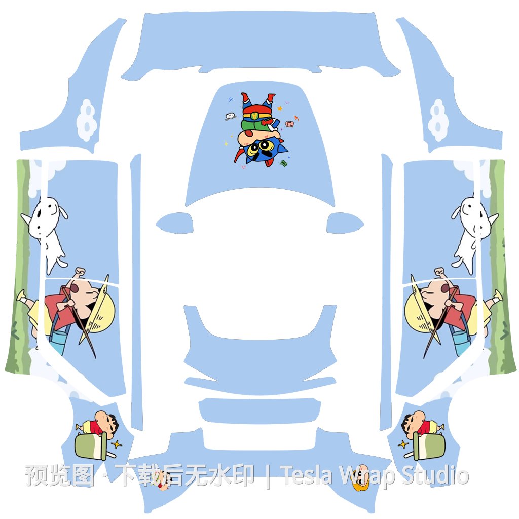 Model 3 (2024+) Standard & Premium 蜡笔小新主题外观模板