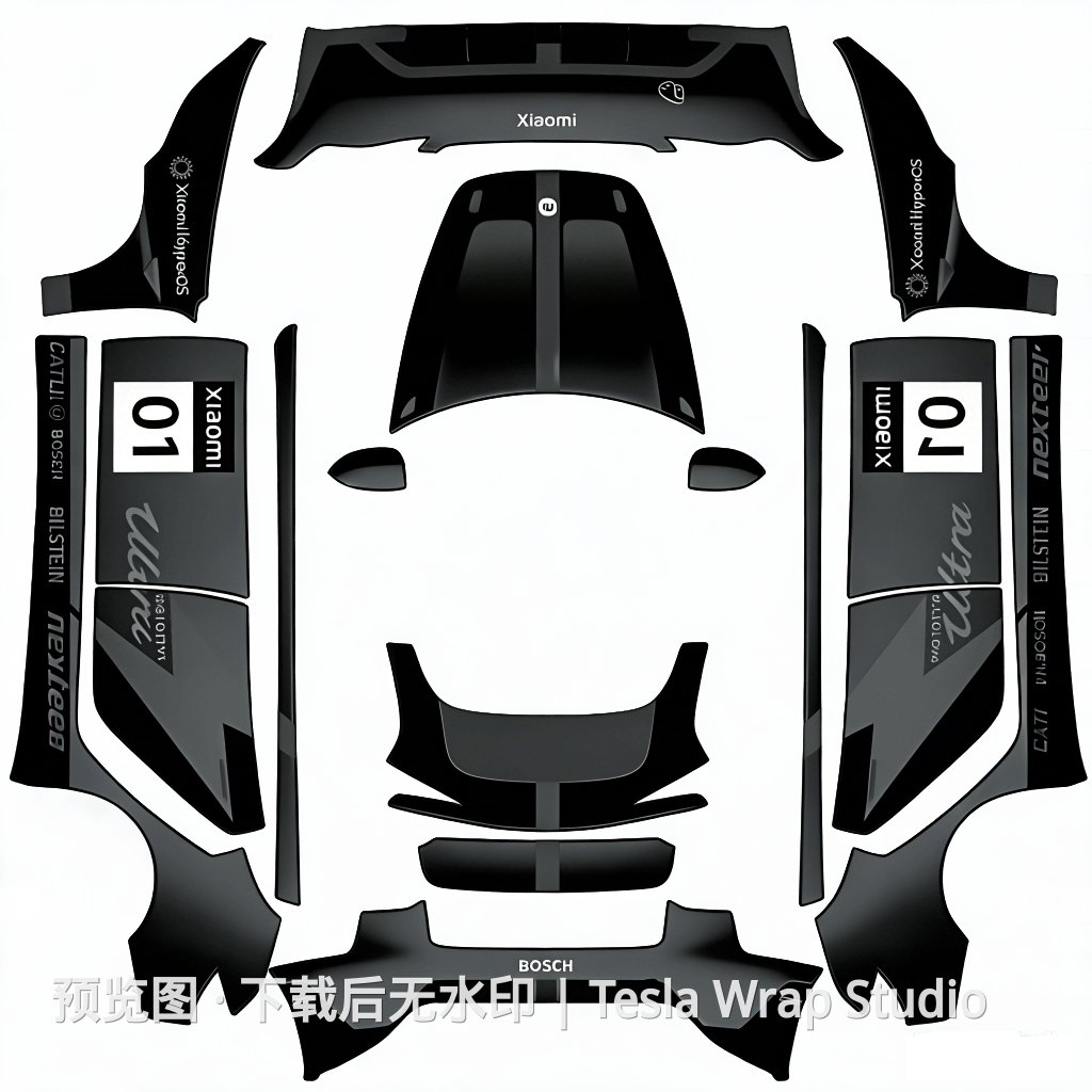 小米 Ultra 黑武士主题 - Model 3 (2024+) Standard & Premium - Model 3 (2024+) Standard & Premium 特斯拉喷漆车间模板