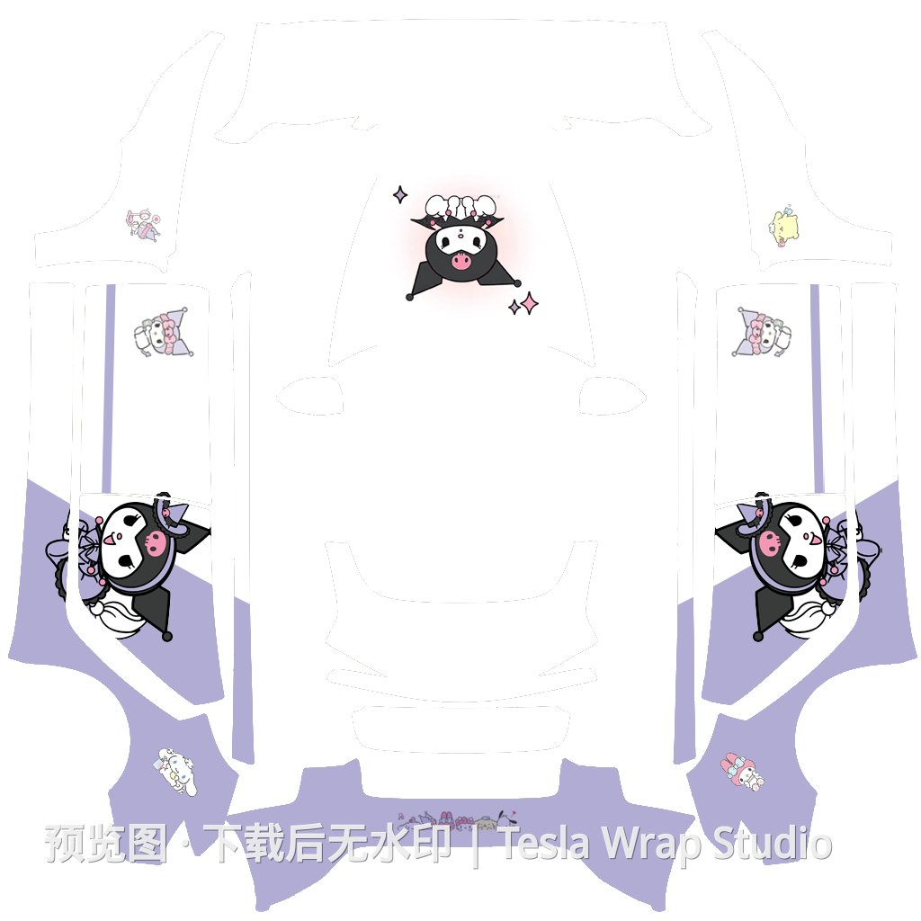 库洛米白紫主题 - Model 3 (2024+) Standard & Premium - Model 3 (2024+) Standard & Premium 特斯拉喷漆车间模板