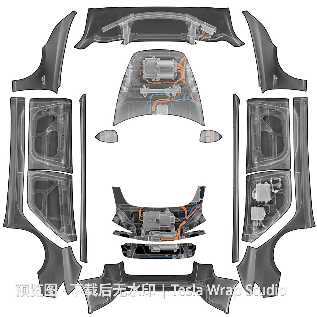 透视 X 光 Tesla 电机主题 - Model 3 (2024+) Standard & Premium - Model 3 (2024+) Standard & Premium 特斯拉喷漆车间模板