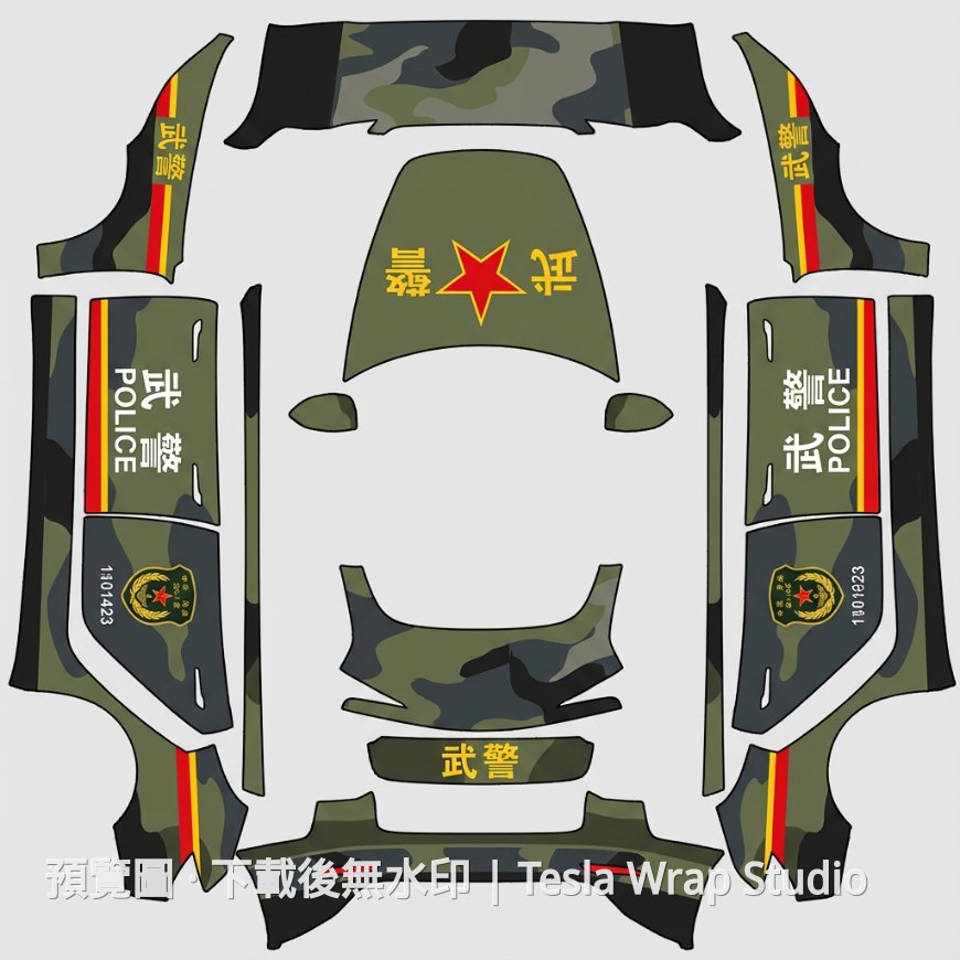 Model 3 (2024+) Standard & Premium 軍車塗裝車體外觀範本 - Model 3 (2024+) Standard & Premium Tesla 烤漆中心範本