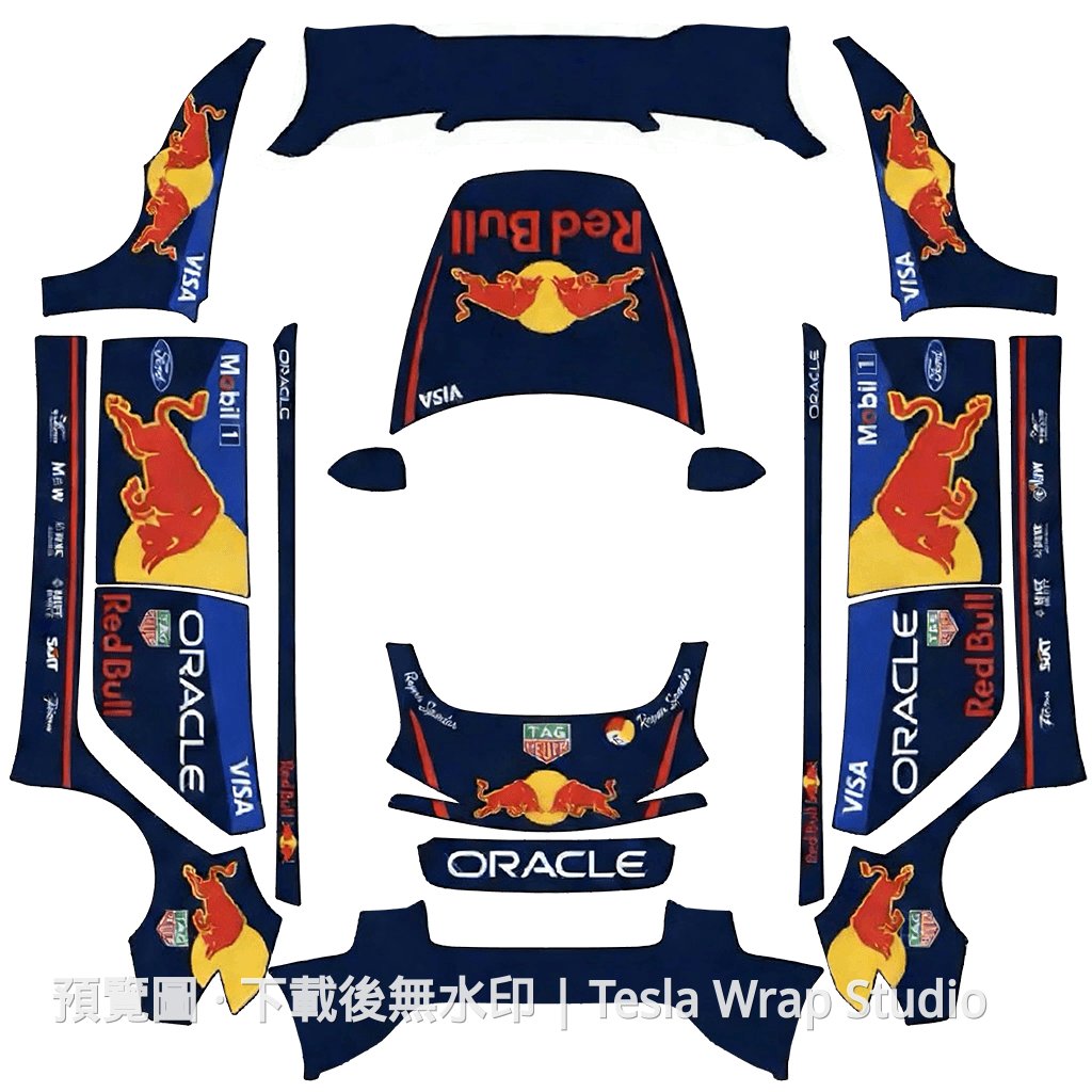 Red Bull 賽車塗裝系列外觀 - Model 3 (2024+) Standard & Premium