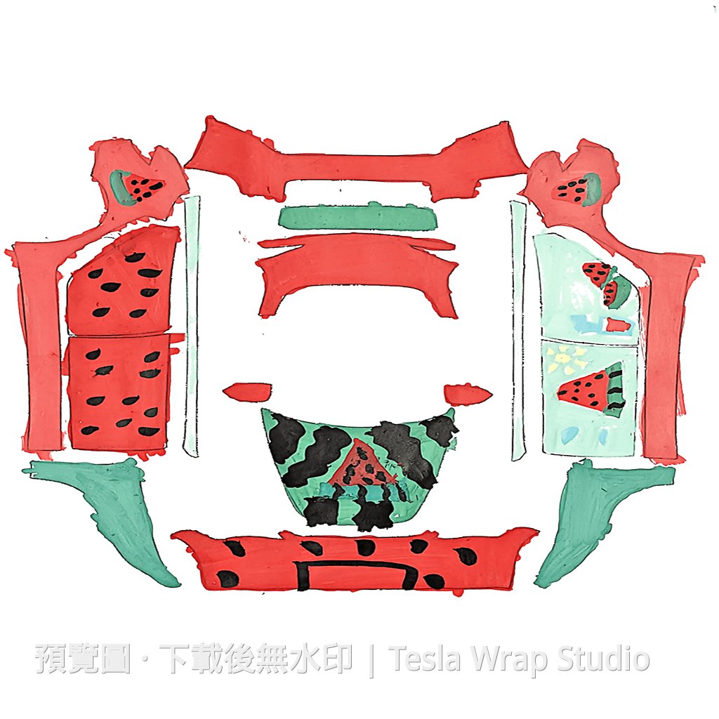 夏日西瓜 DIY 主題 - Model 3 (2024+) Standard & Premium