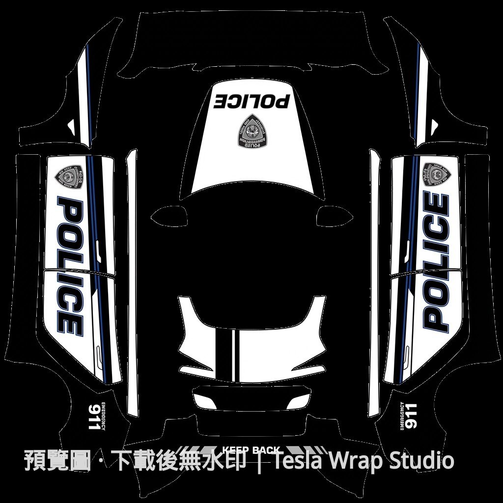 Model 3 (2024+) Standard & Premium 警車疾馳主題車體外觀範本