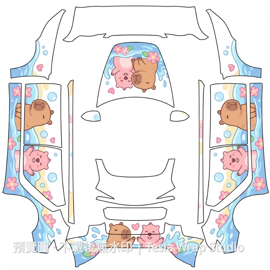 Model 3 (2024+) Standard & Premium 水豚嚕嚕主題車體外觀範本