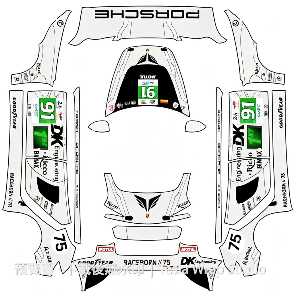 Porsche 勒芒冠軍塗裝 2 - Model 3 (2024+) Standard & Premium