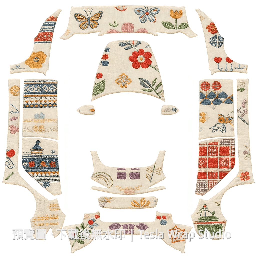 刺繡 2 主題 - Model 3 (2024+) Standard & Premium