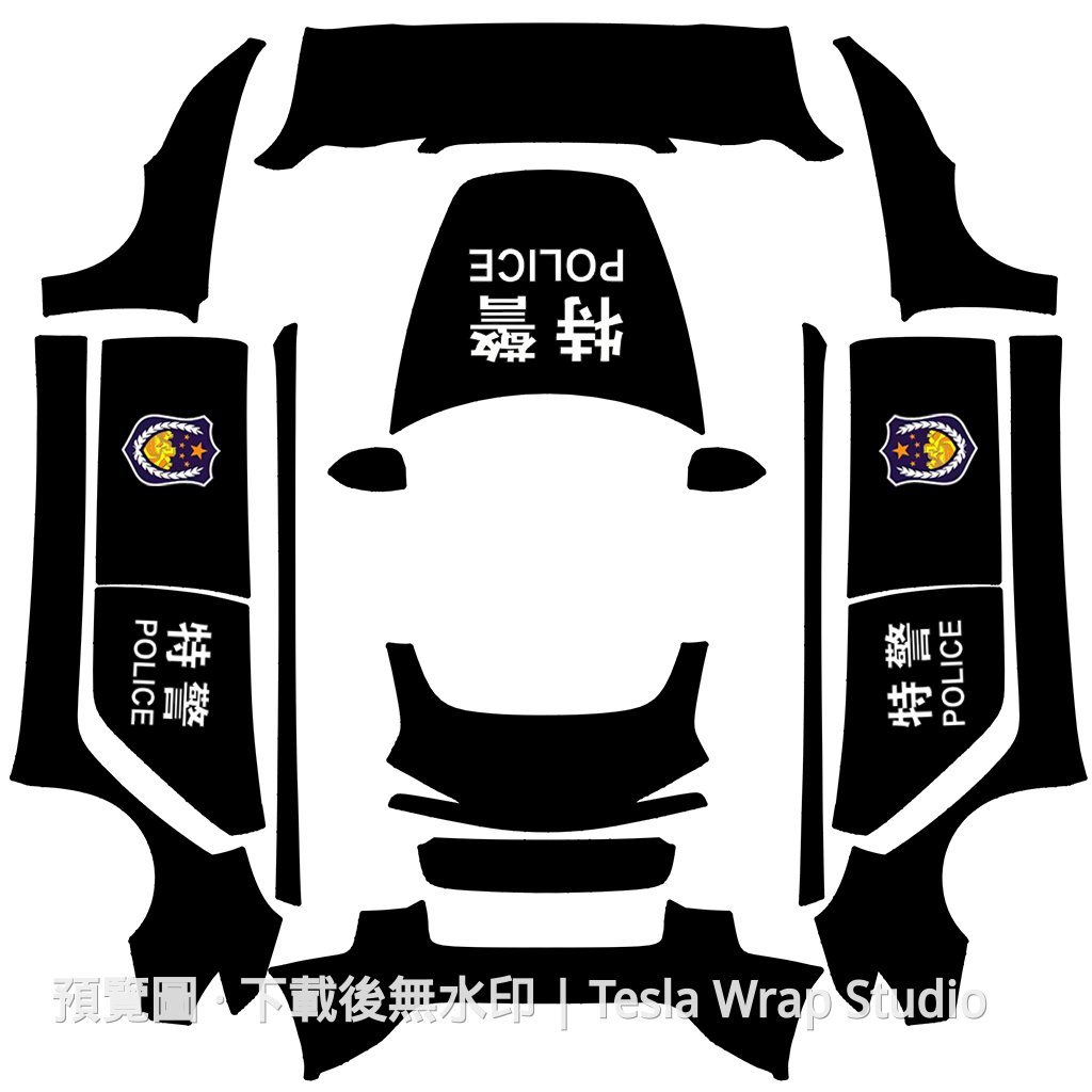 特警警察警車主題 - Model 3 (2024+) Standard & Premium