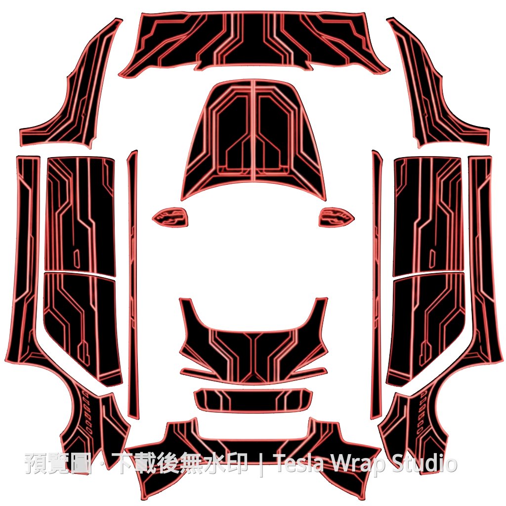 Red Tron 創紅色主題 - Model 3 (2024+) Standard & Premium