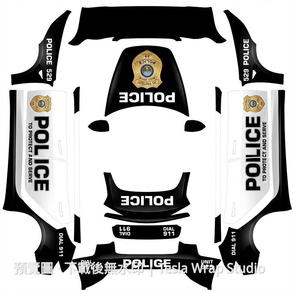 Model 3 (2024+) Standard & Premium 美國警車 FBI 主題車體外觀範本