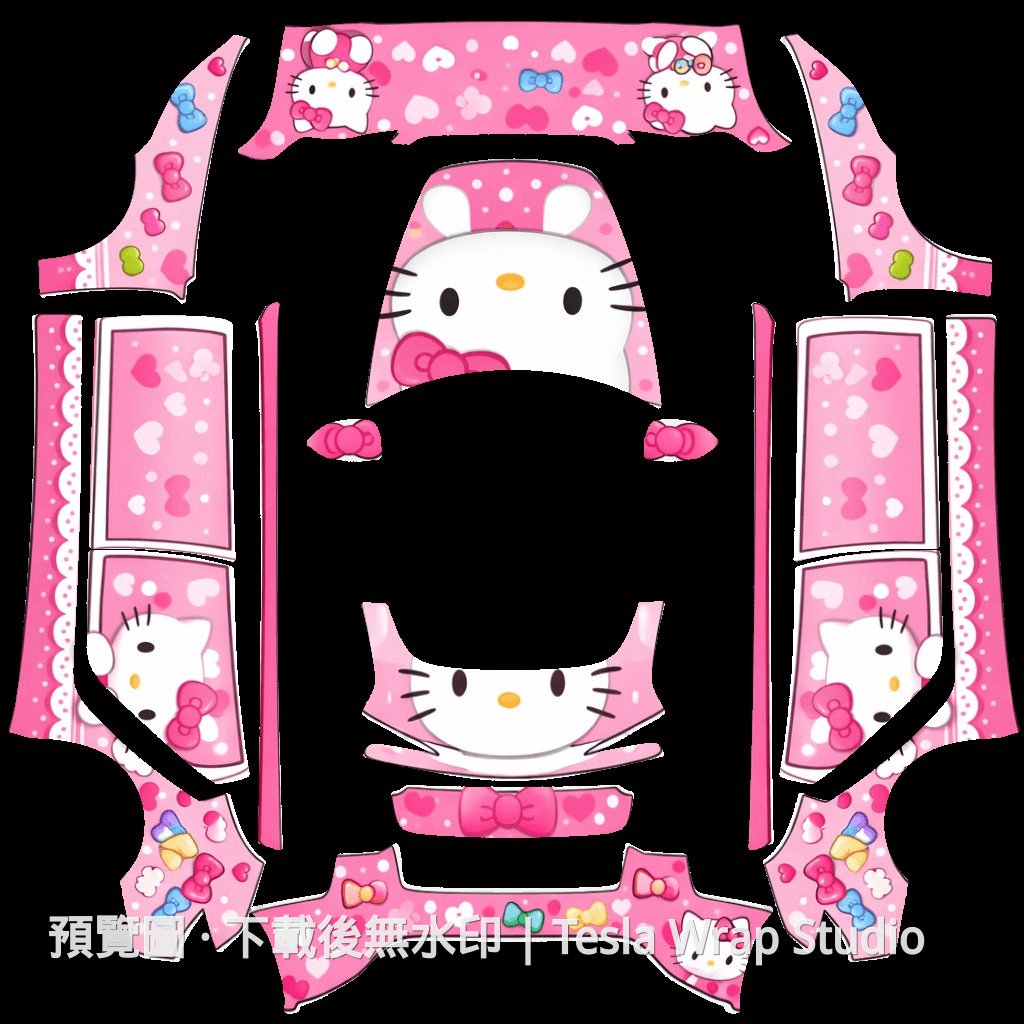 Model 3 (2024+) Standard & Premium Hello Kitty 粉色主題車體外觀範本