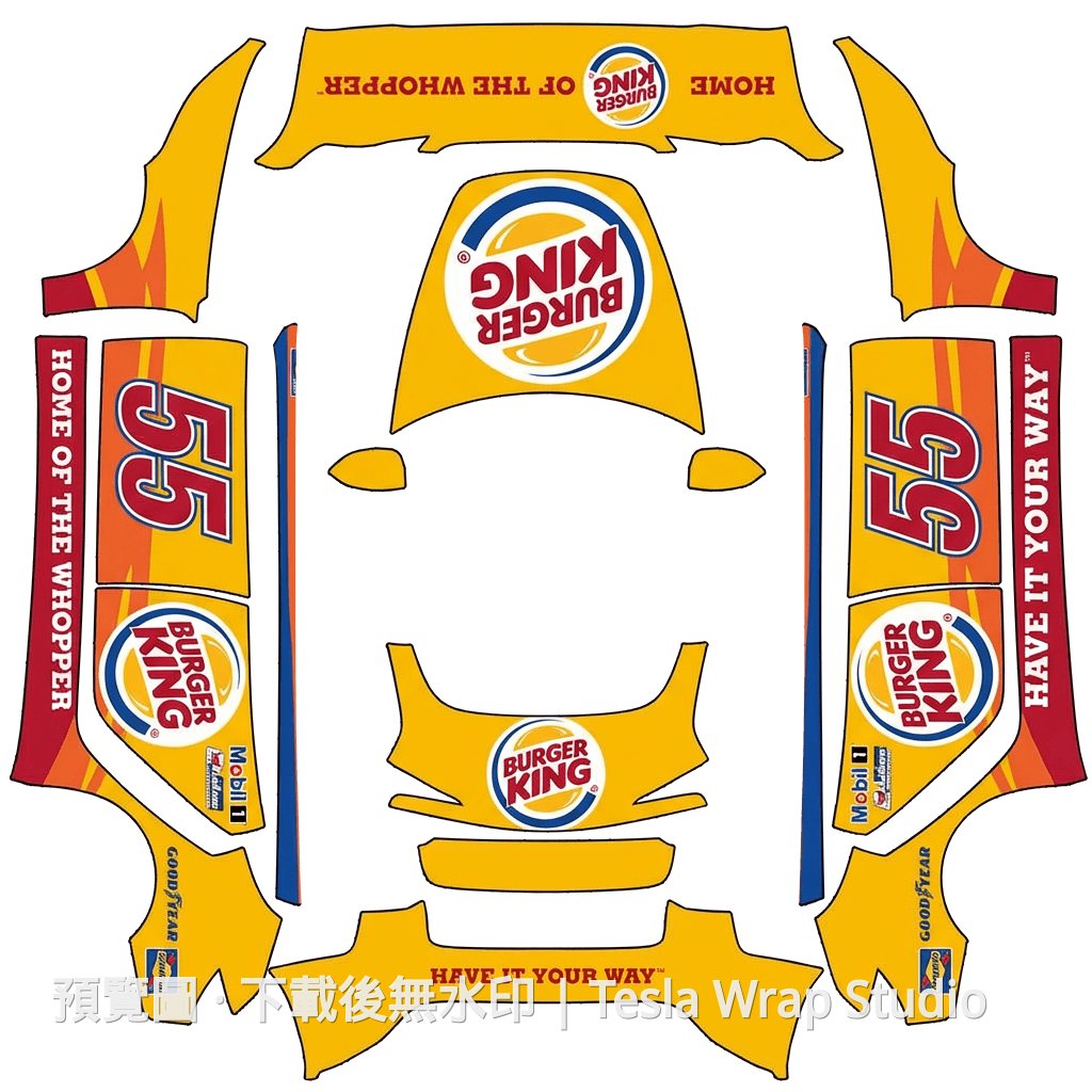 Burger King 賽車主題 - Model 3 (2024+) Standard & Premium
