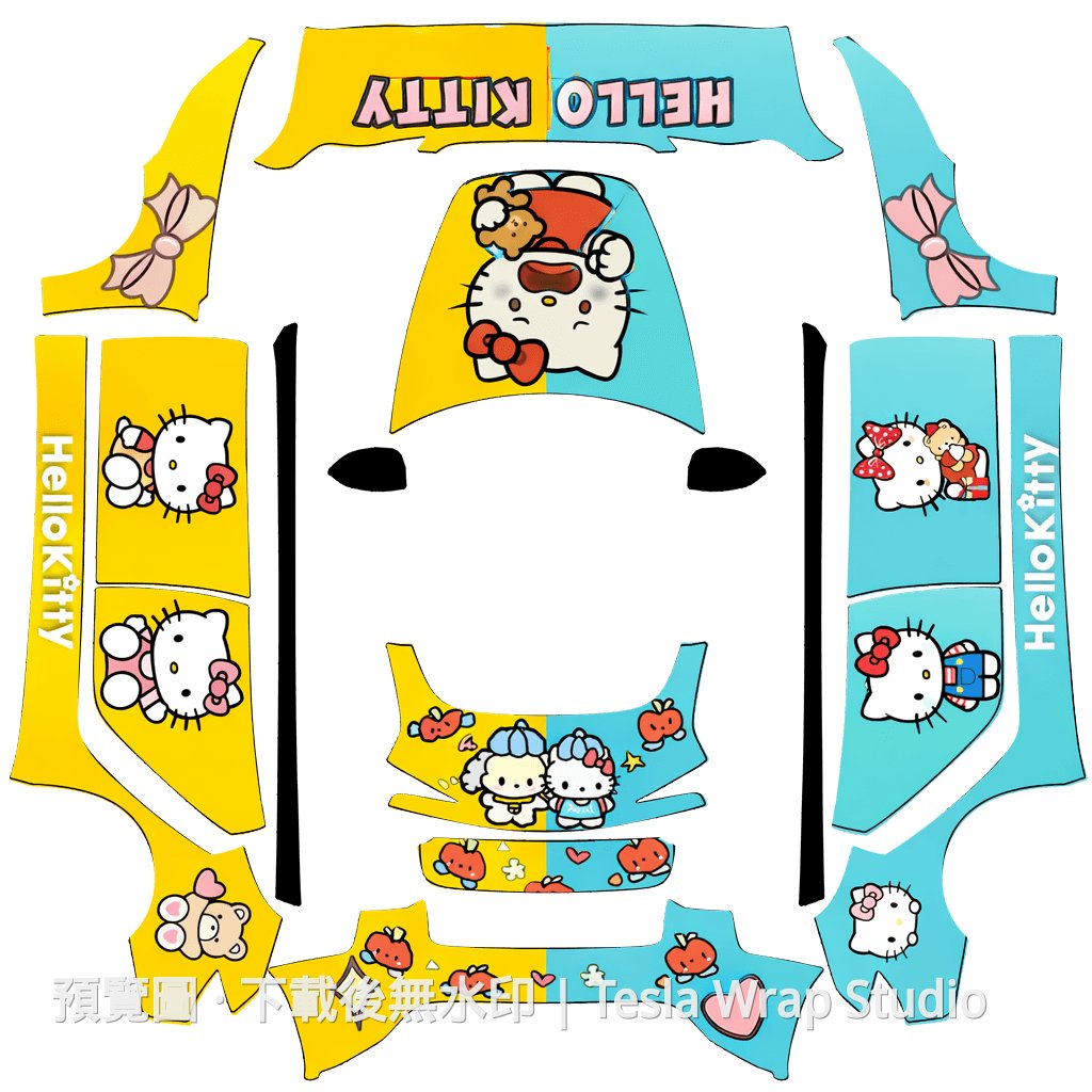 Hello Kitty 黃藍主題 - Model 3 (2024+) Standard & Premium