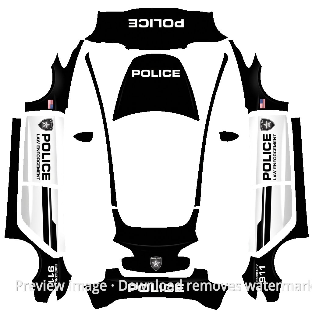 Black-and-White Police Car Wrap - Model 3