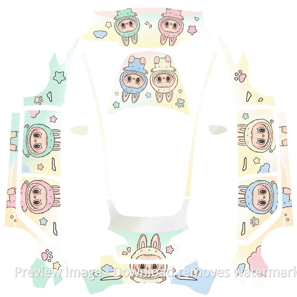 Model 3 Labubu Exciting Macaron Theme Wrap Template