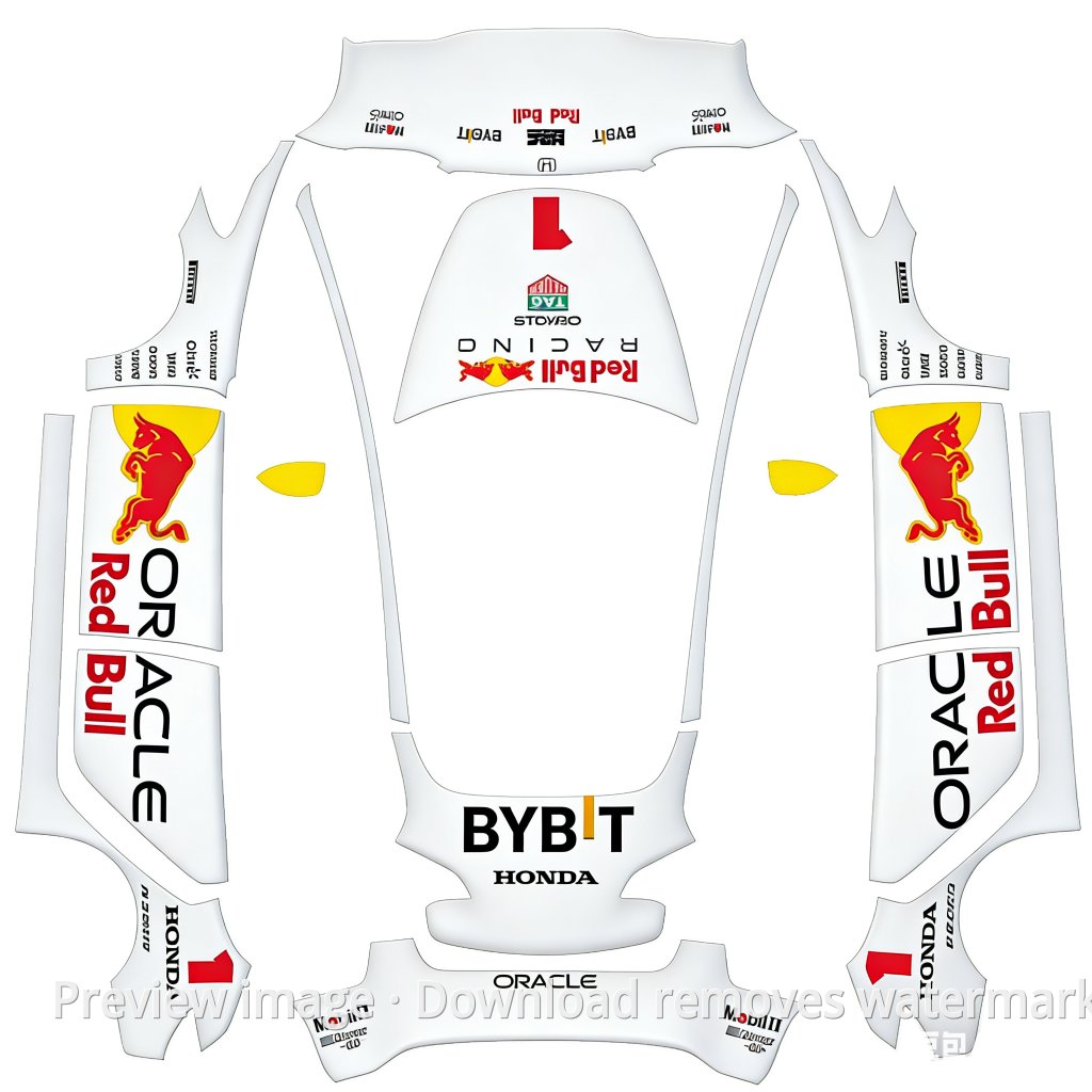 Model 3 White Red Bull Theme Wrap Template