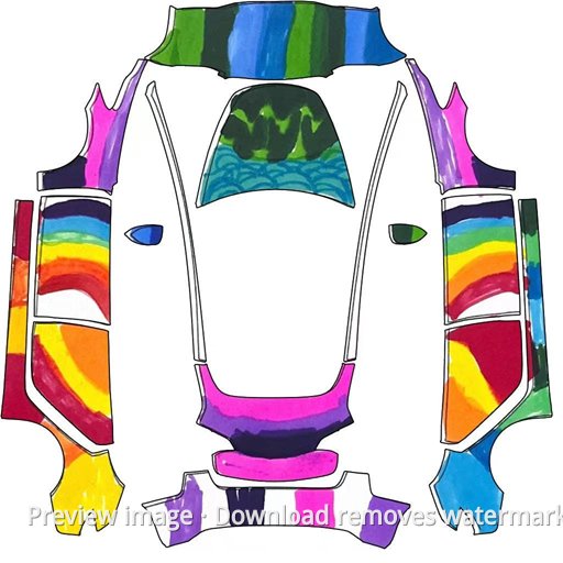 Child-Drawn Style Model 3 Wrap Template