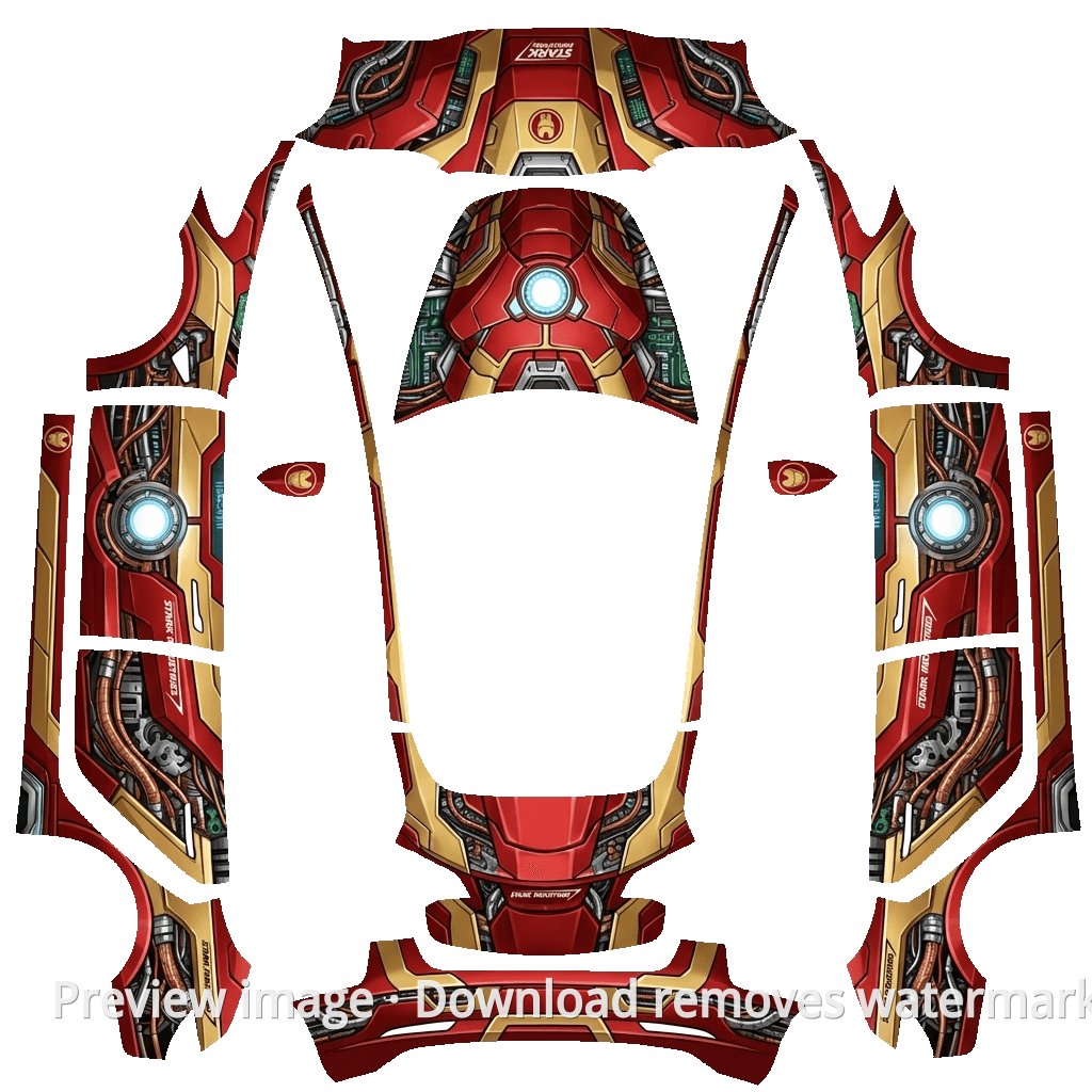 Model 3 Iron Man Theme Wrap Template