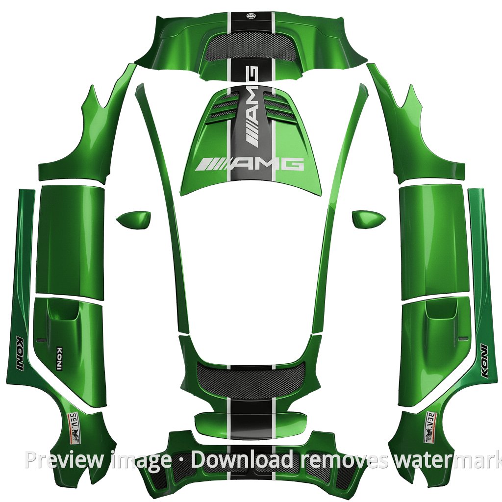 Classic AMG Green Hell Style Wrap Template - Model 3