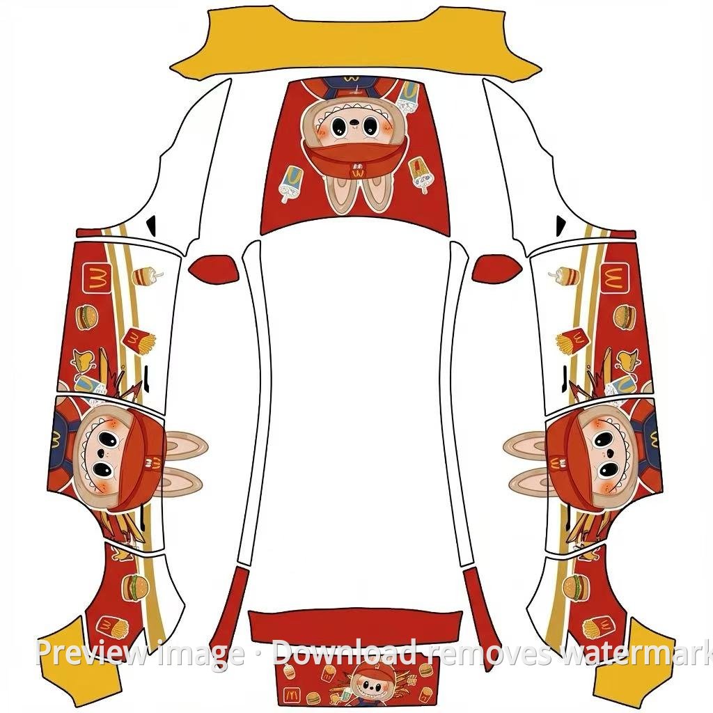 Model 3 McDonald's Labubu Theme Wrap Template