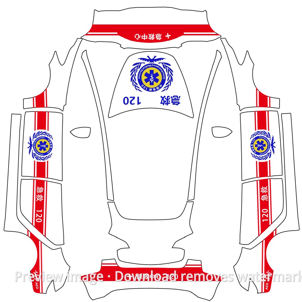 Model 3 120 Ambulance Theme Wrap Template