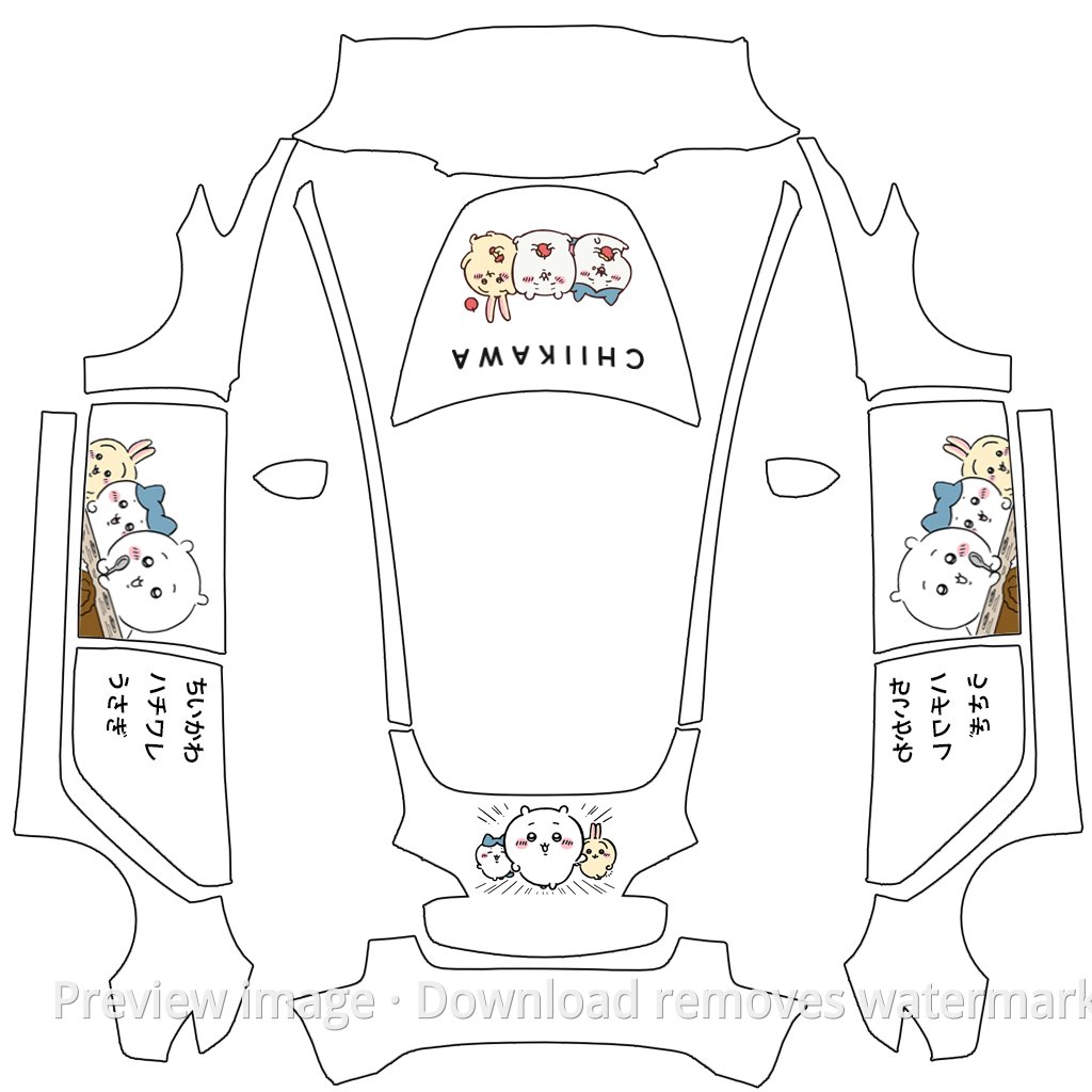 Chiikawa White Model 3 Wrap Template