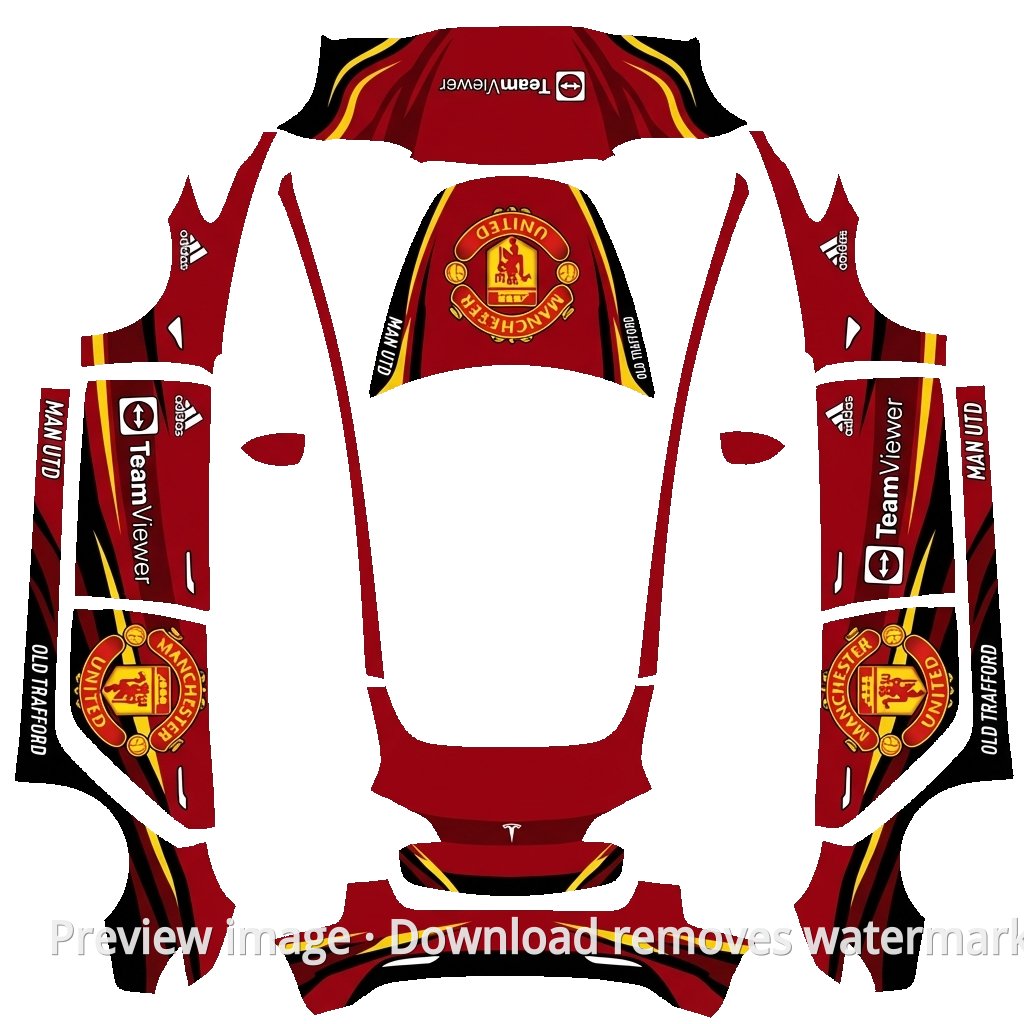 Model 3 Red Devils Manchester United Theme Wrap Template