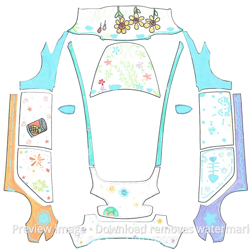 Model 3 Flower 1 Wrap Template