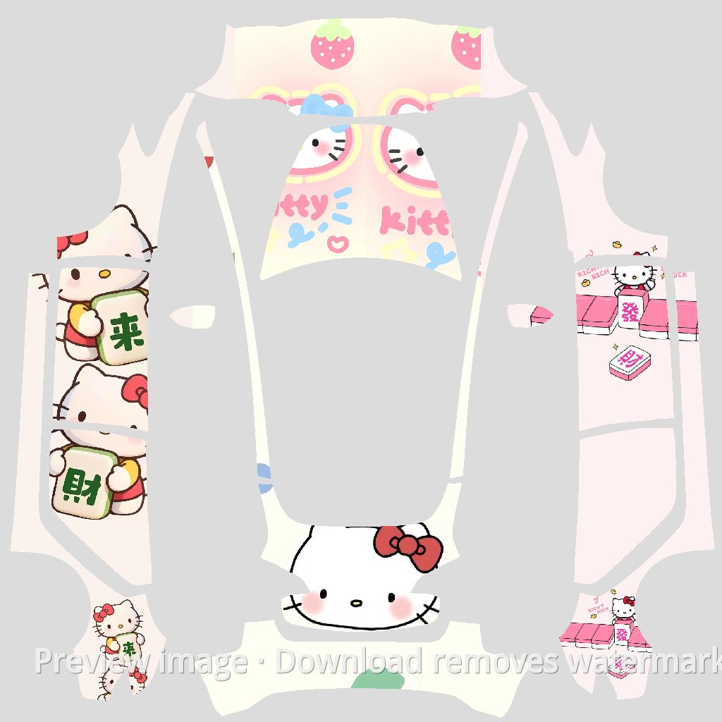 Model 3 Hello Kitty Theme Wrap Template