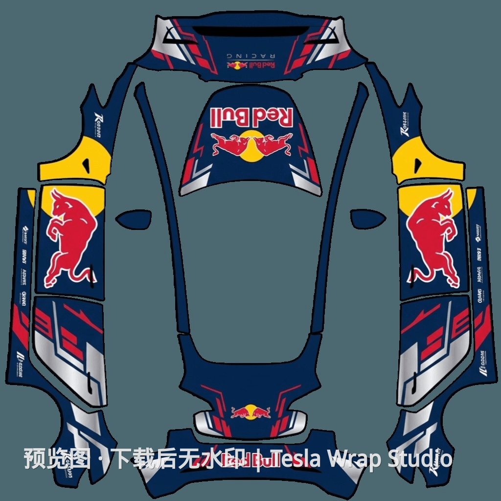 Model 3 Red Bull 红牛主题外观模板 - Model 3 特斯拉喷漆车间模板