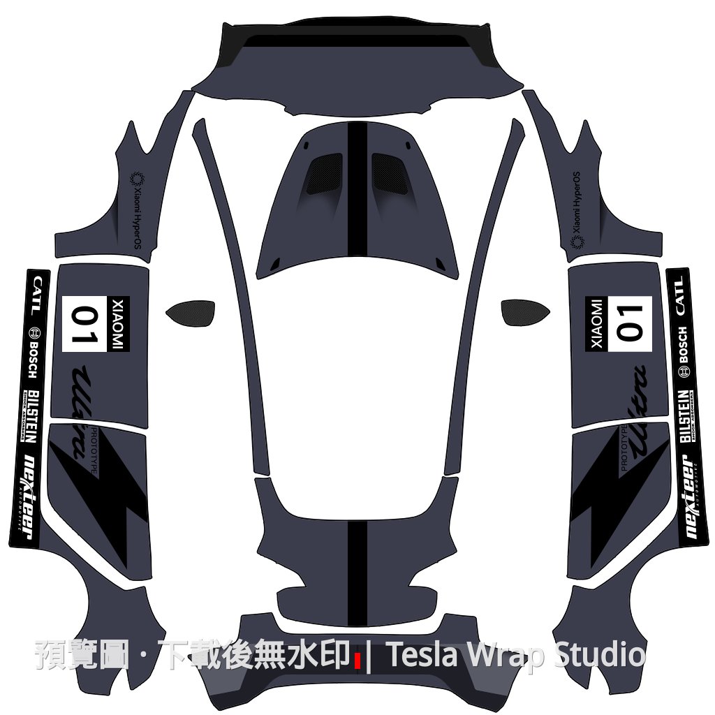 小米 SU7 U 深灰色高清版主題 - Model 3
