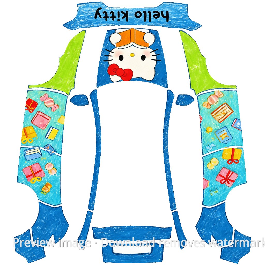 Hello Kitty Crayon Theme - Model Y (2025+) Premium