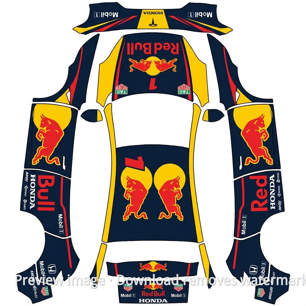 Model Y (2025+) Premium F1 Red Bull Style Wrap Template