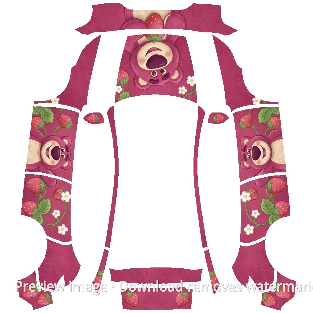 Strawberry Bear Theme Model Y Wrap Template