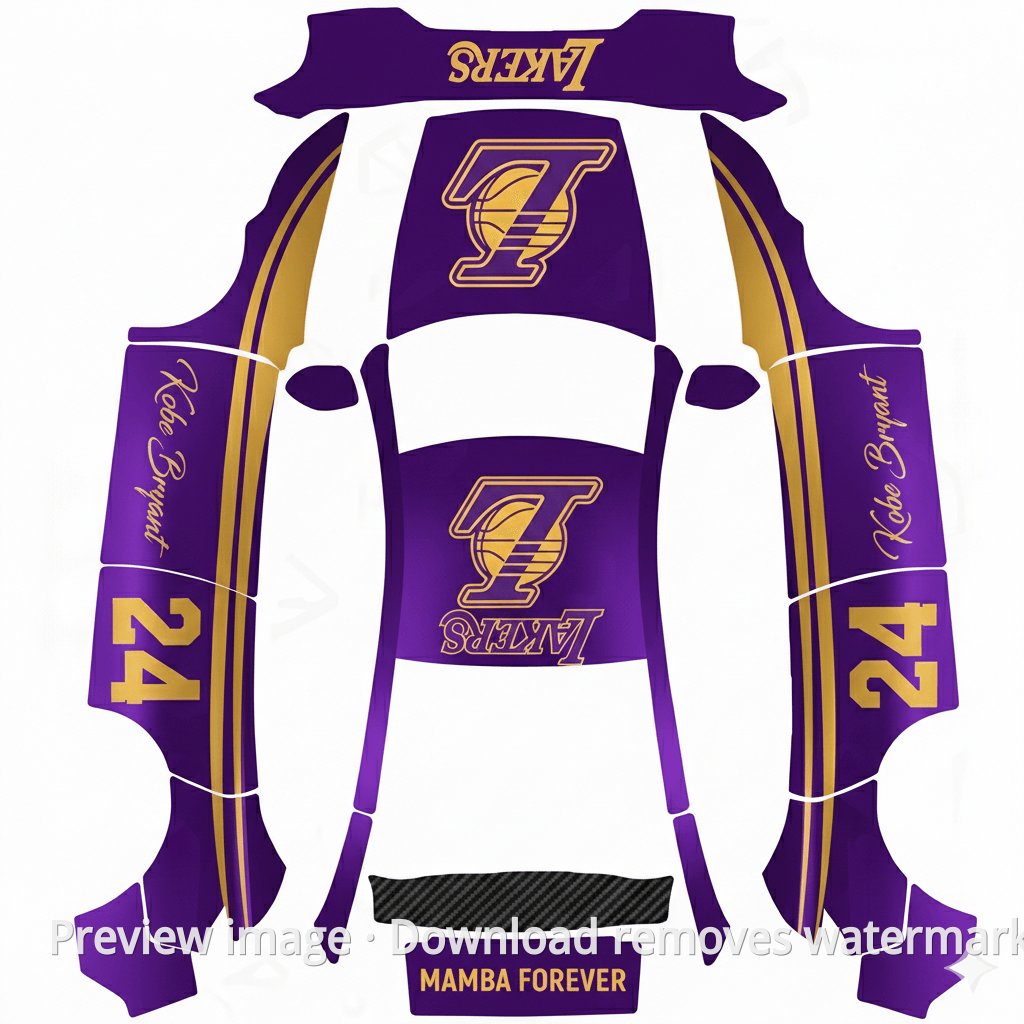 Kobe Purple and Gold Dynasty Tribute Theme - Model Y (2025+) Premium