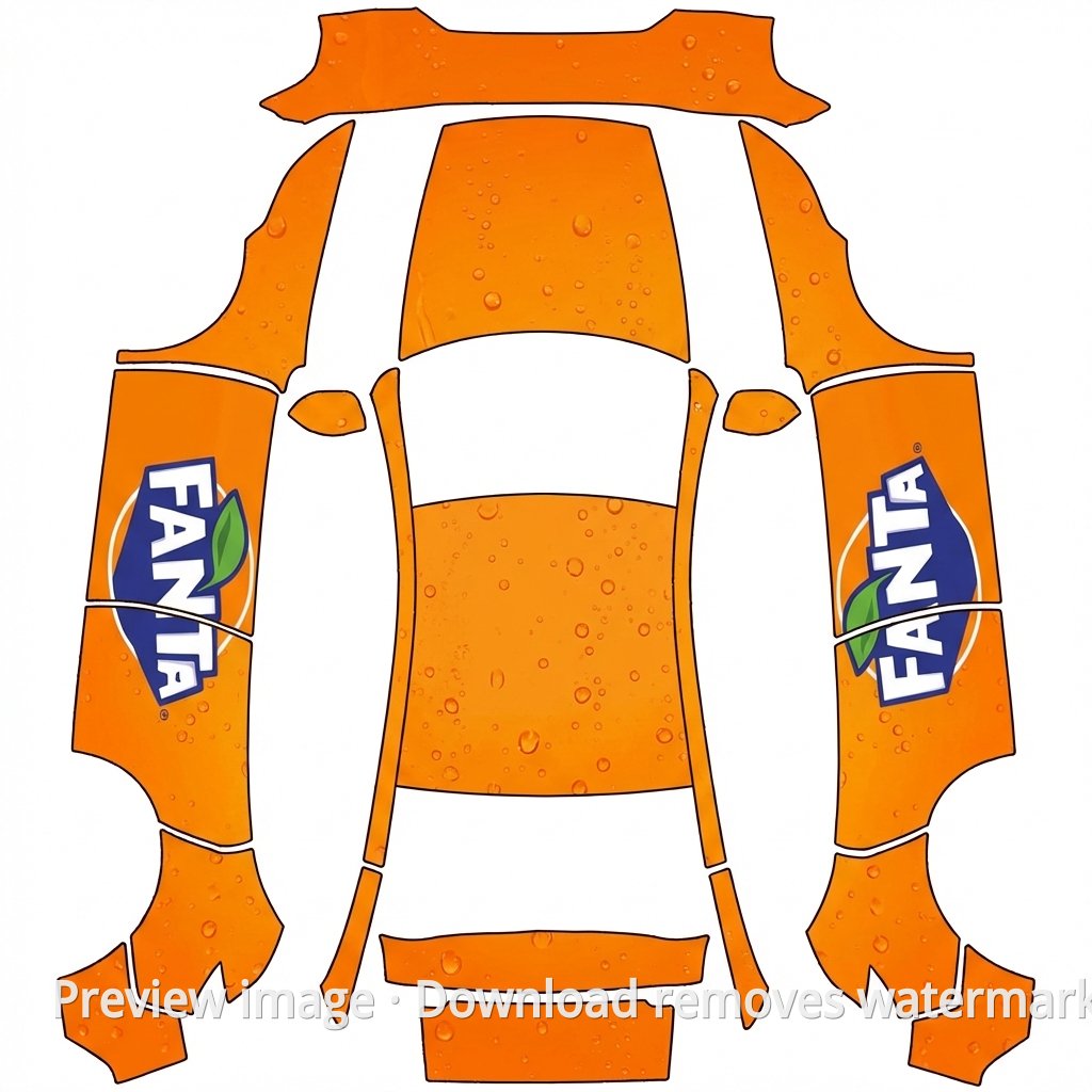 Model Y (2025+) Premium Fanta Theme Wrap Template