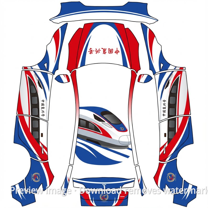 Model Y (2025+) Premium China Fuxing High-Speed Rail Theme Wrap Template