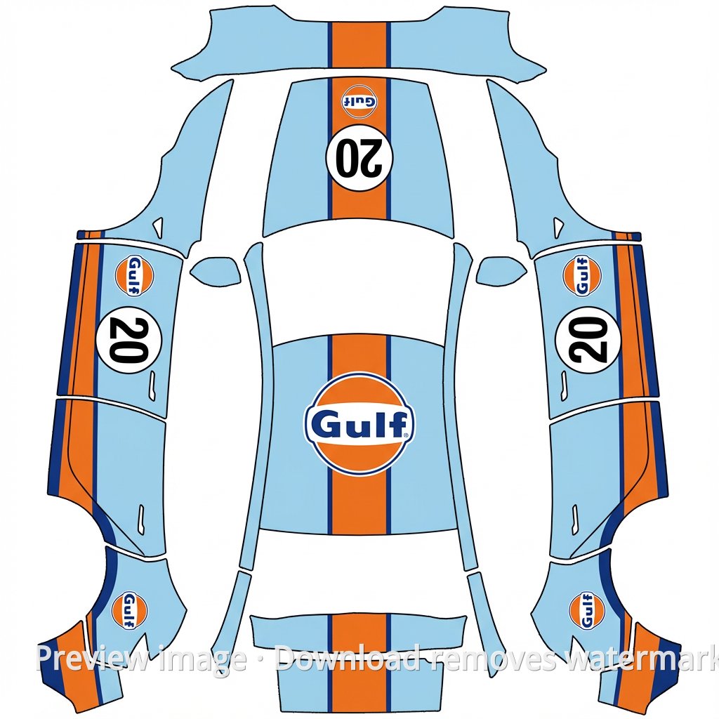 Model Y (2025+) Premium Porsche Gulf Style Wrap Template